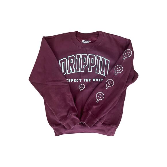 Youth Medium Maroon "DRIPPIN" Sweatshirt by Eighty Eight Brand – Size 10-12 - Picture 3 of 4